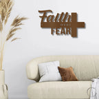 Faith Over Fear Christian Cross Metal Wall Art