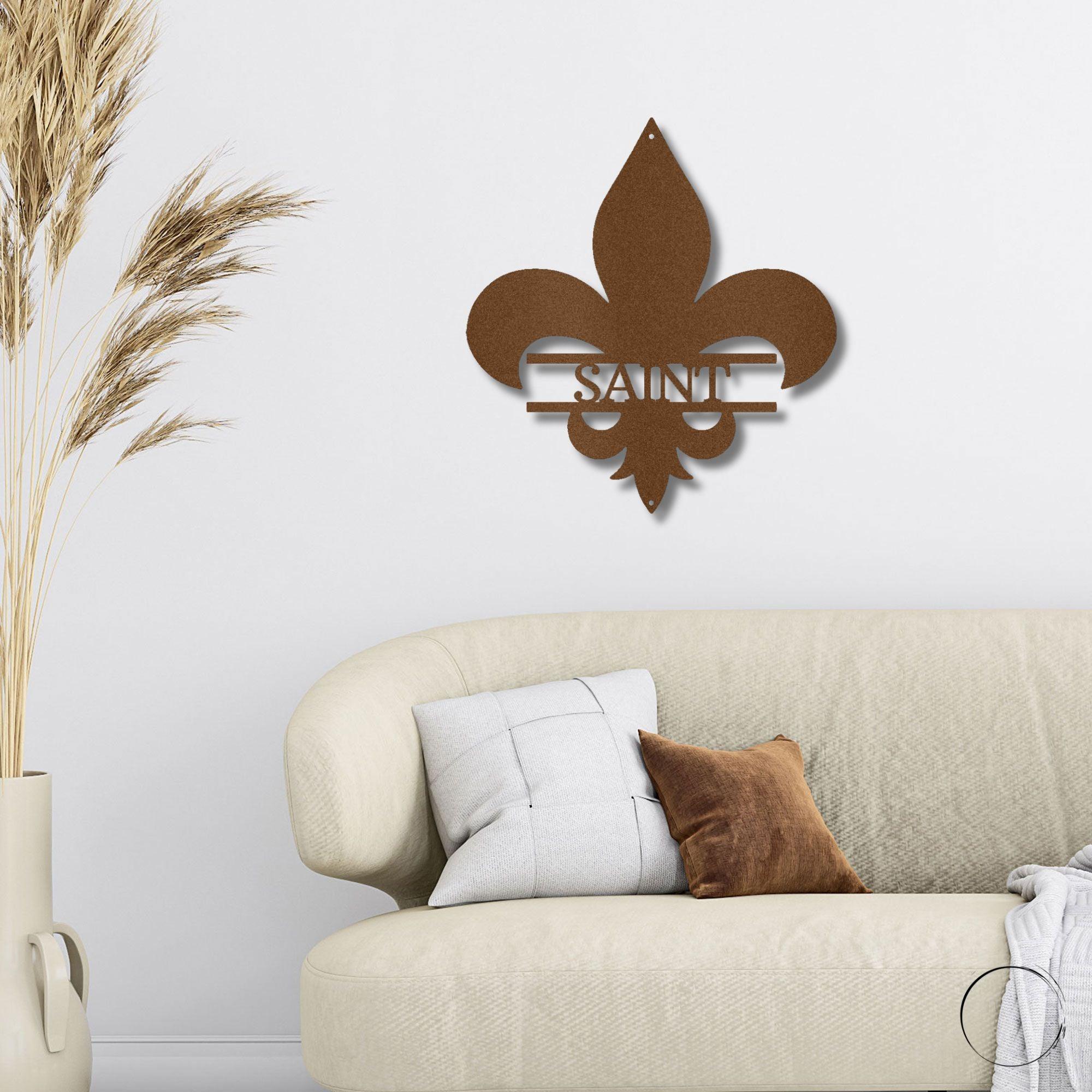 Classic Fleur De Lis Personalized Indoor Outdoor Steel Wall Sign - Mallard Moon Gift Shop