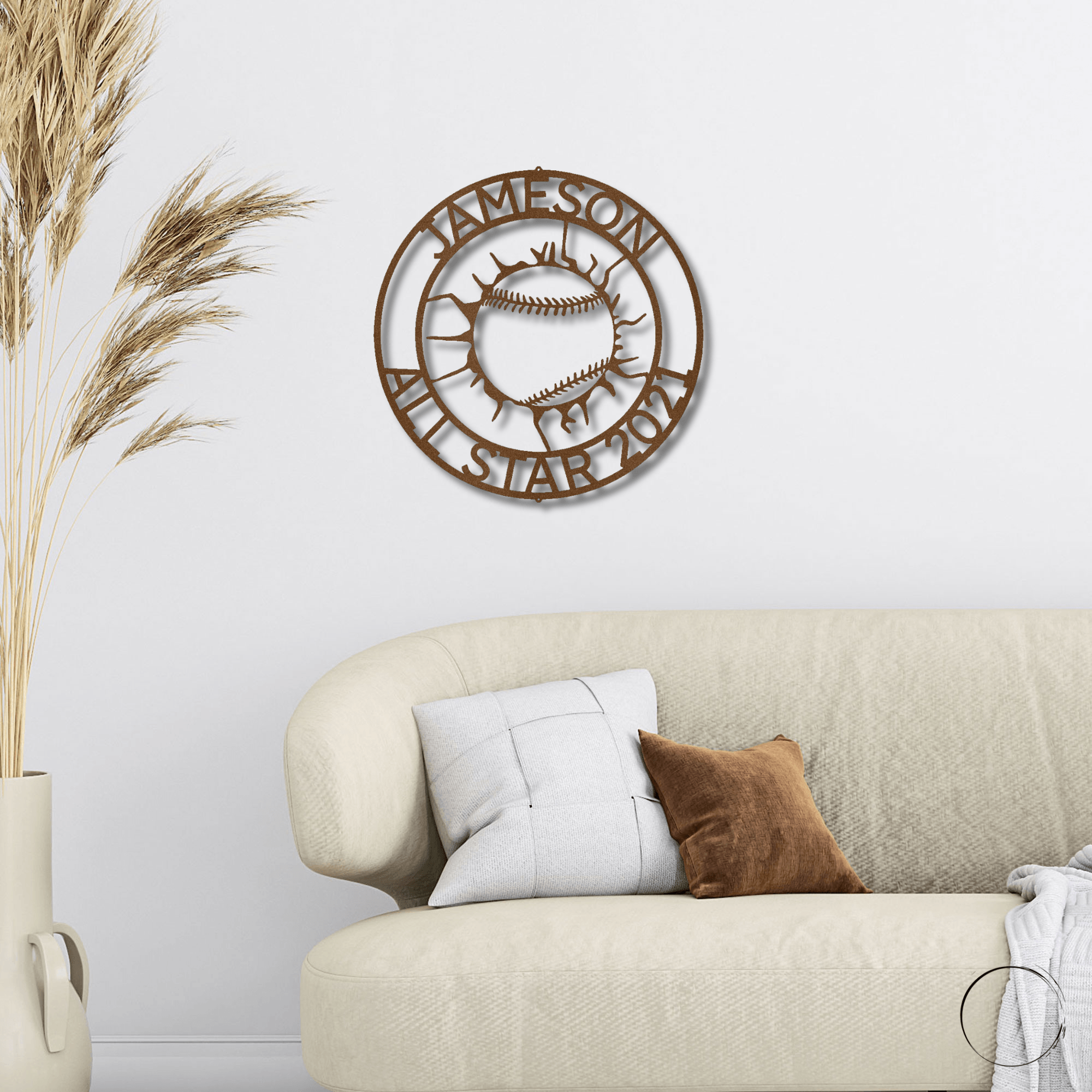 Baseball Custom Name Metal Art Wall Sign - Mallard Moon Gift Shop