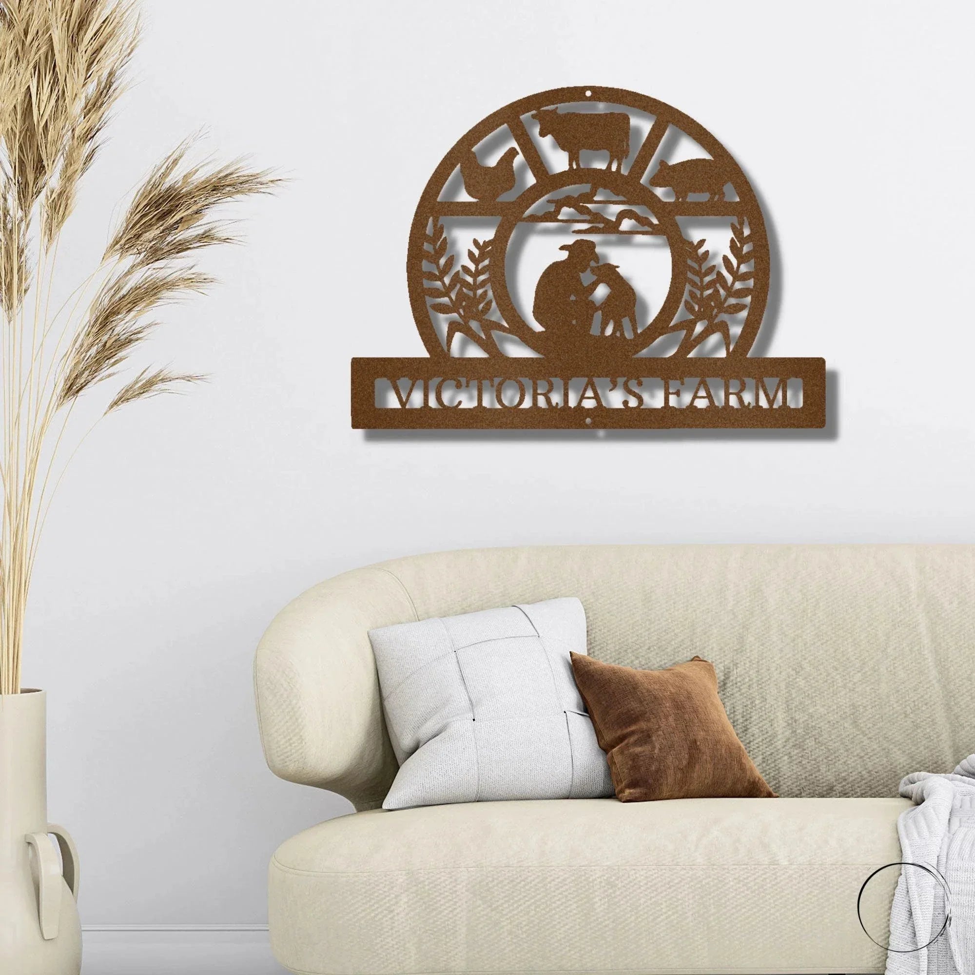 Wheat Field Farm Personalized Name Indoor Outdoor Steel Wall Sign