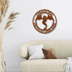 Dragon Ring Monogram Personalized Name Indoor Outdoor Steel Wall Sign Metal Art