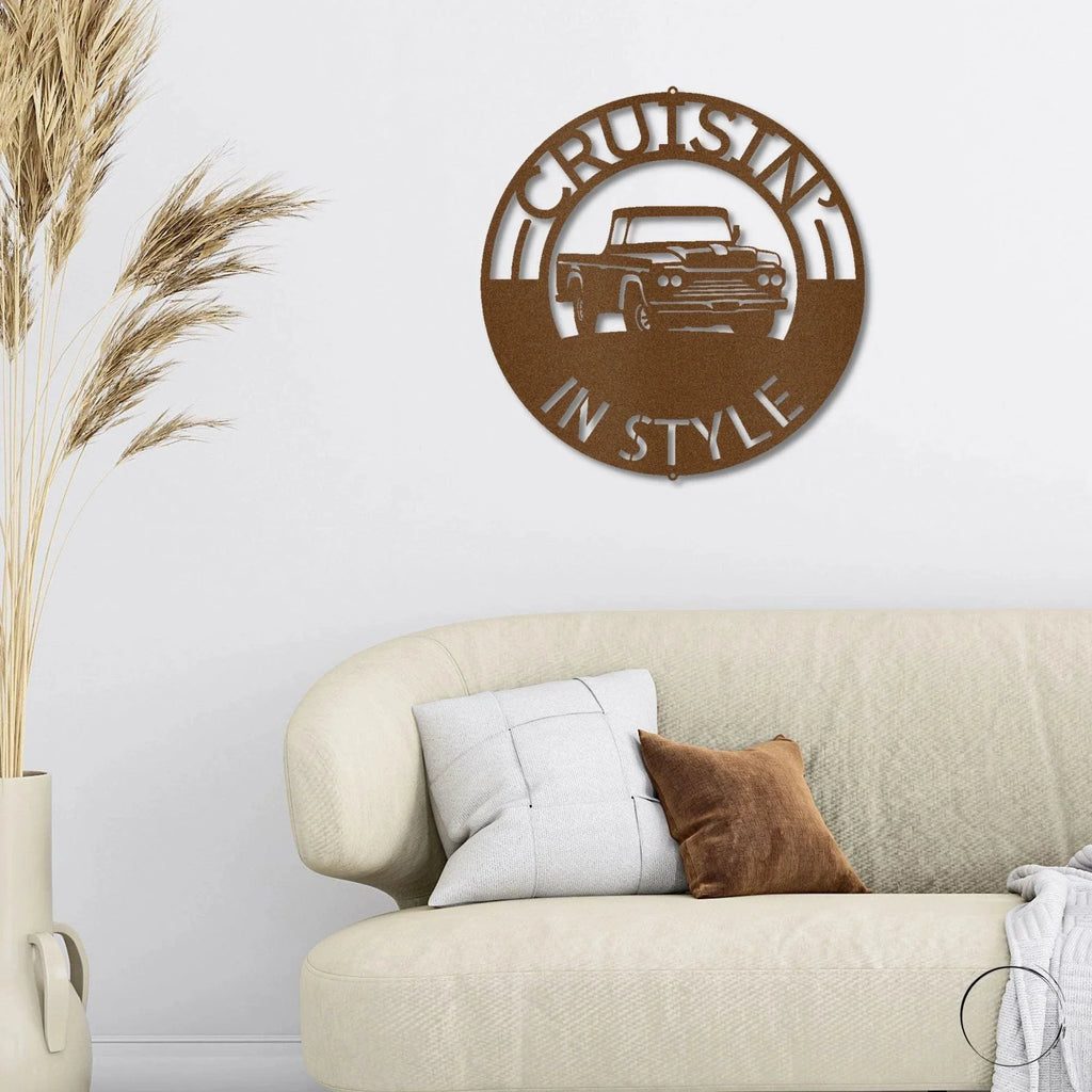 Classic Pickup Truck Personalized Indoor Outdoor Steel Sign Wall Sign