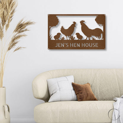 Personalized Hen House Metal Wall Art: Celebrate Your Coop with Style - Mallard Moon Gift Shop