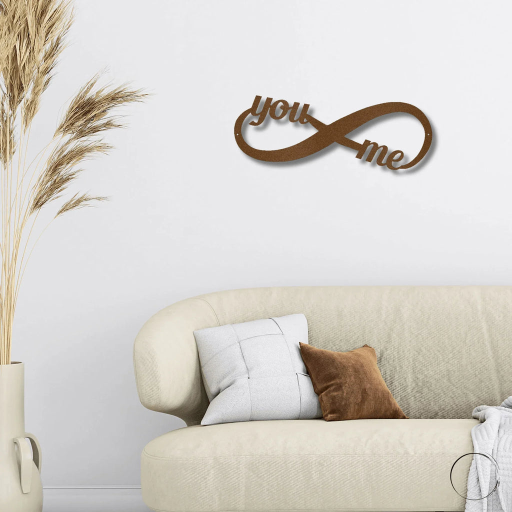 Romantic Home Decor "You & Me" Laser-Cut Infinity Metal Wall Art
