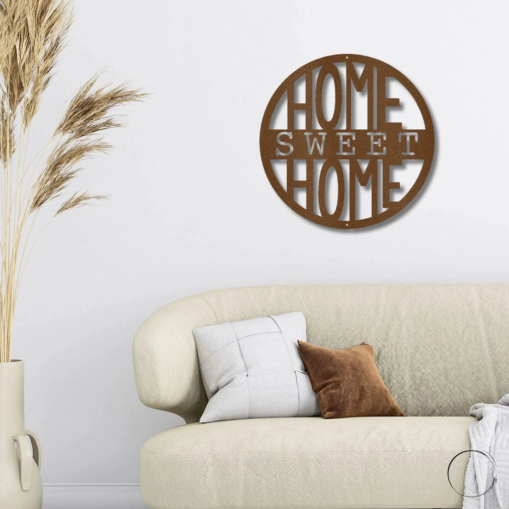 Home Sweet Home Circle Metal Art Wall Sign