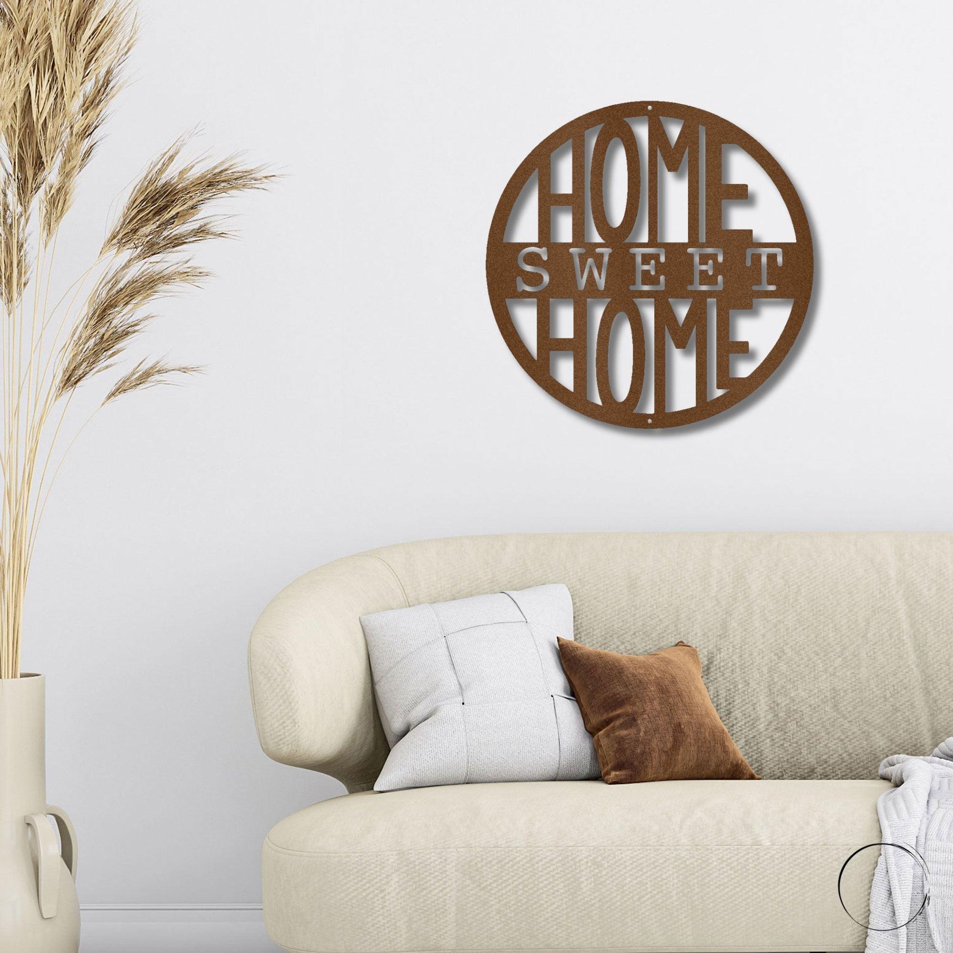 Home Sweet Home Circle Metal Art Wall Sign - Mallard Moon Gift Shop