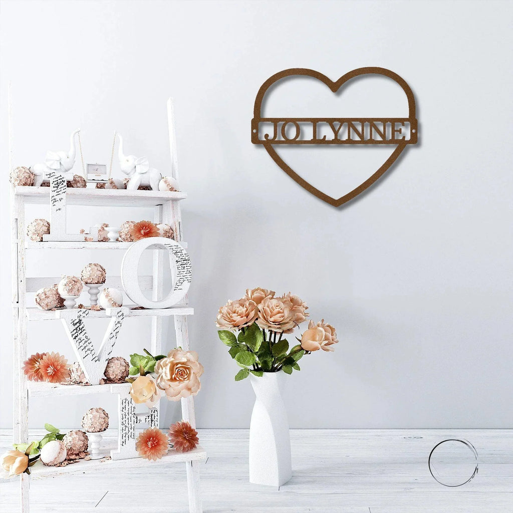 Custom Heart Shaped Monogram Personalized Steel Wall Sign