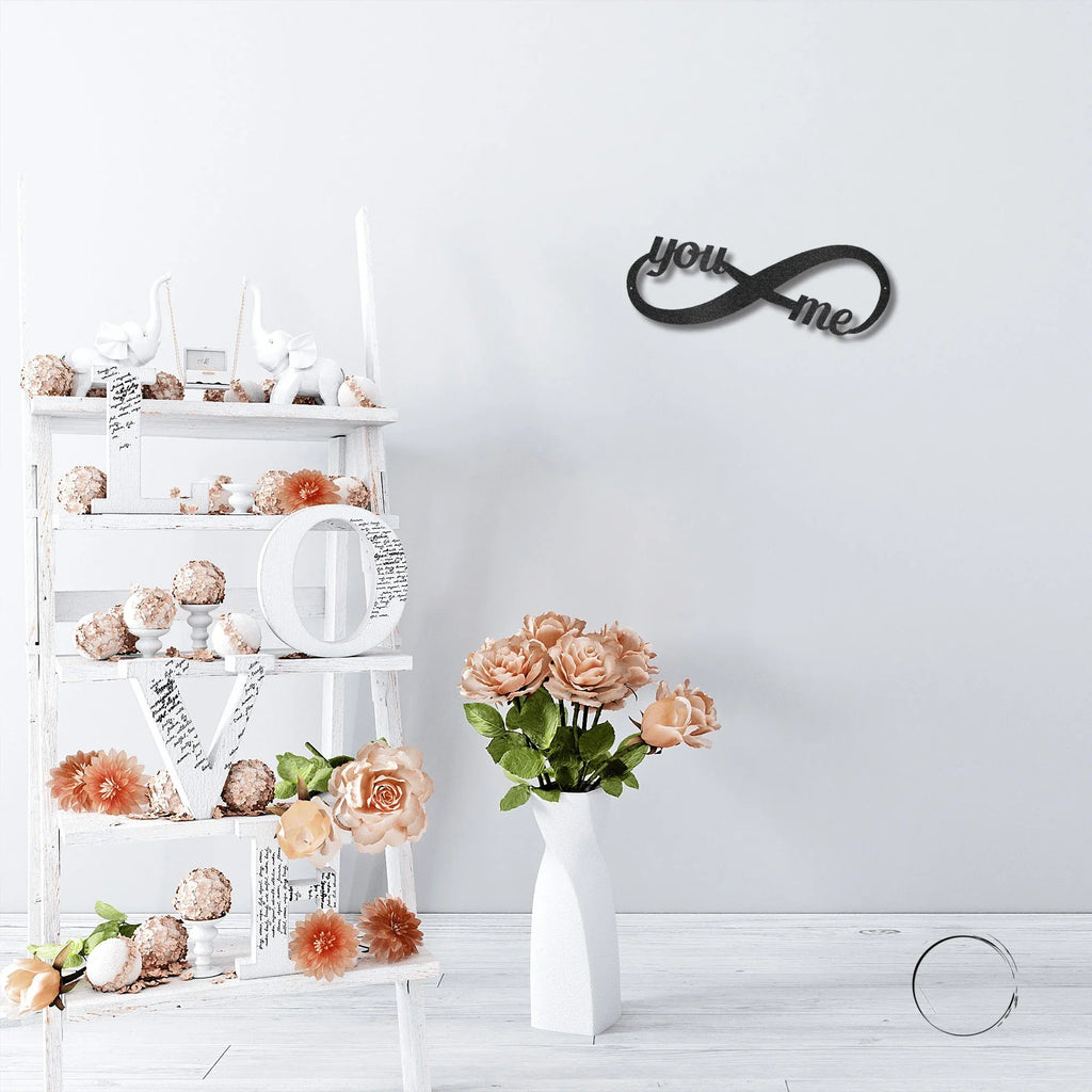 Romantic Home Decor "You & Me" Laser-Cut Infinity Metal Wall Art