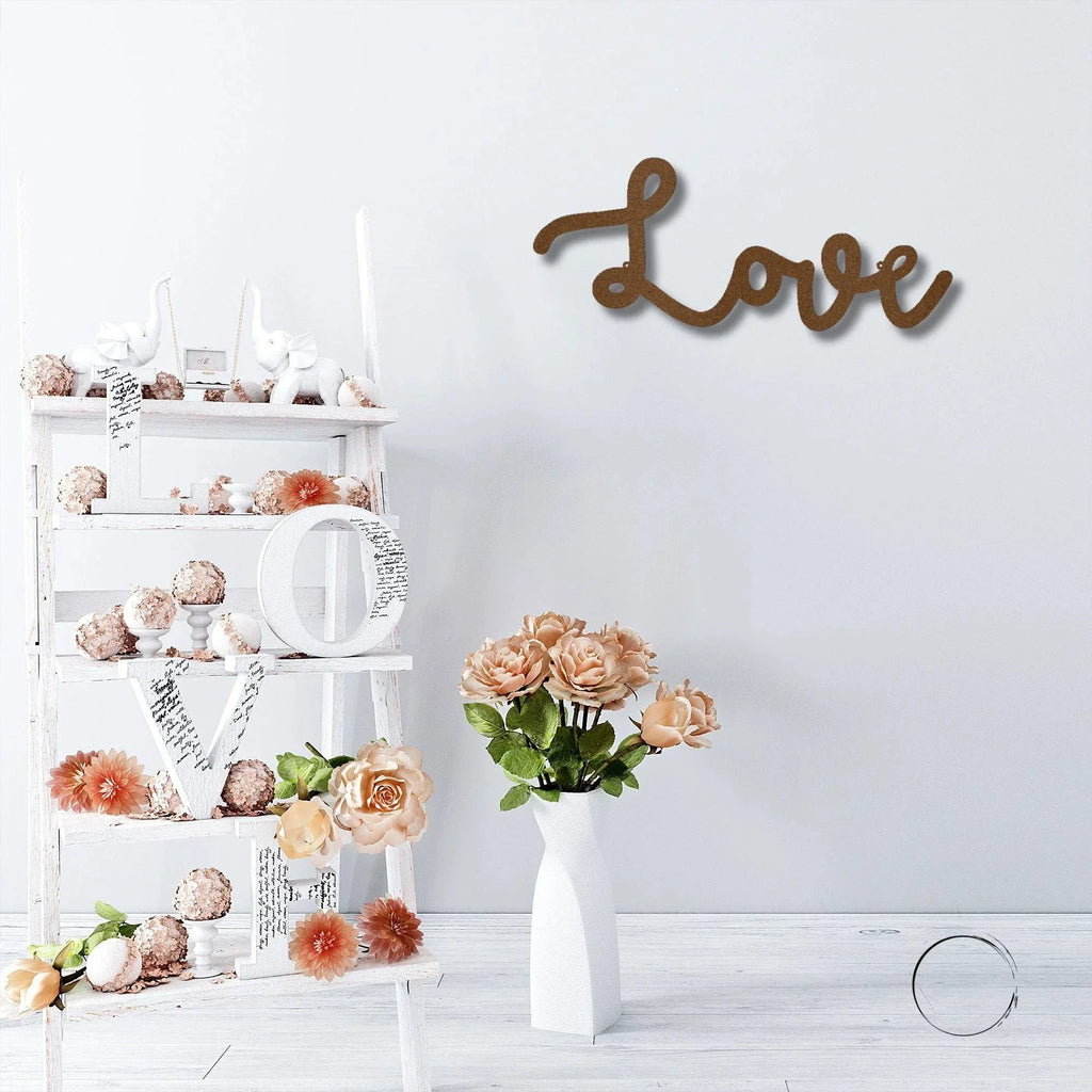 Love Script Metal Word Art Wall Sign