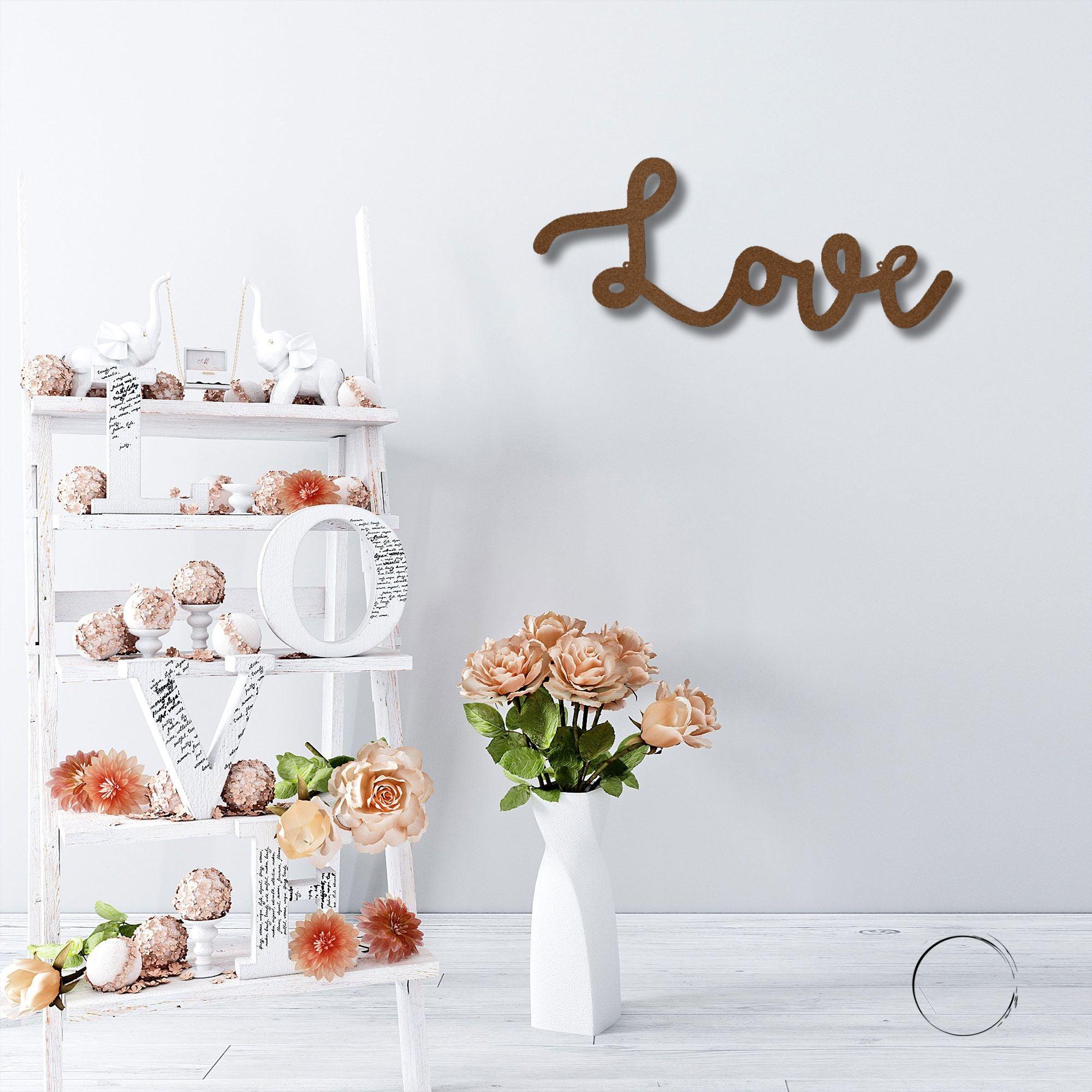 Love Script Metal Word Art Wall Sign - Mallard Moon Gift Shop