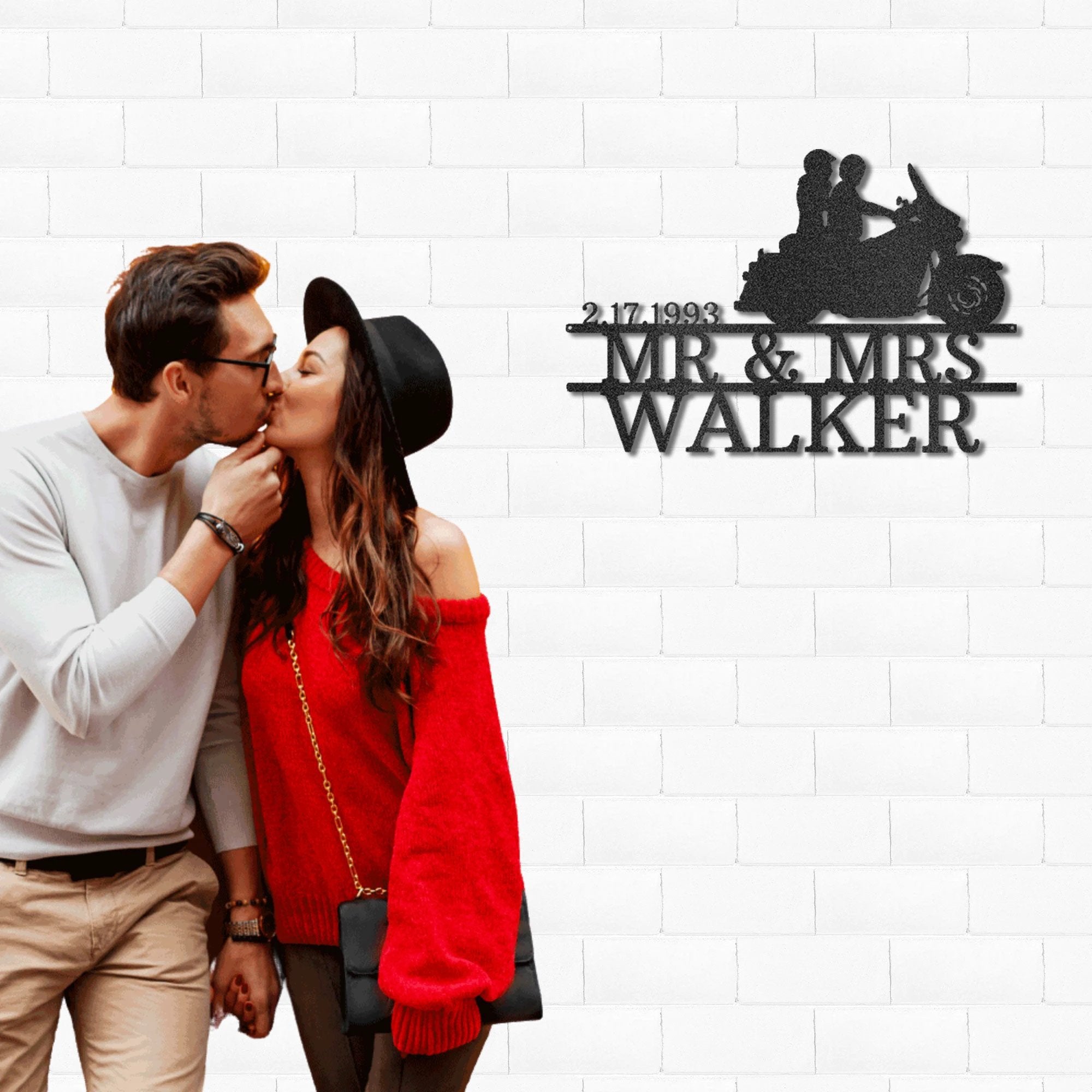 Personalized Motorcycle Couple Metal Sign – Mr & Mrs Custom Name Sign – Biker Wedding Gift – Anniversary Metal Wall Art