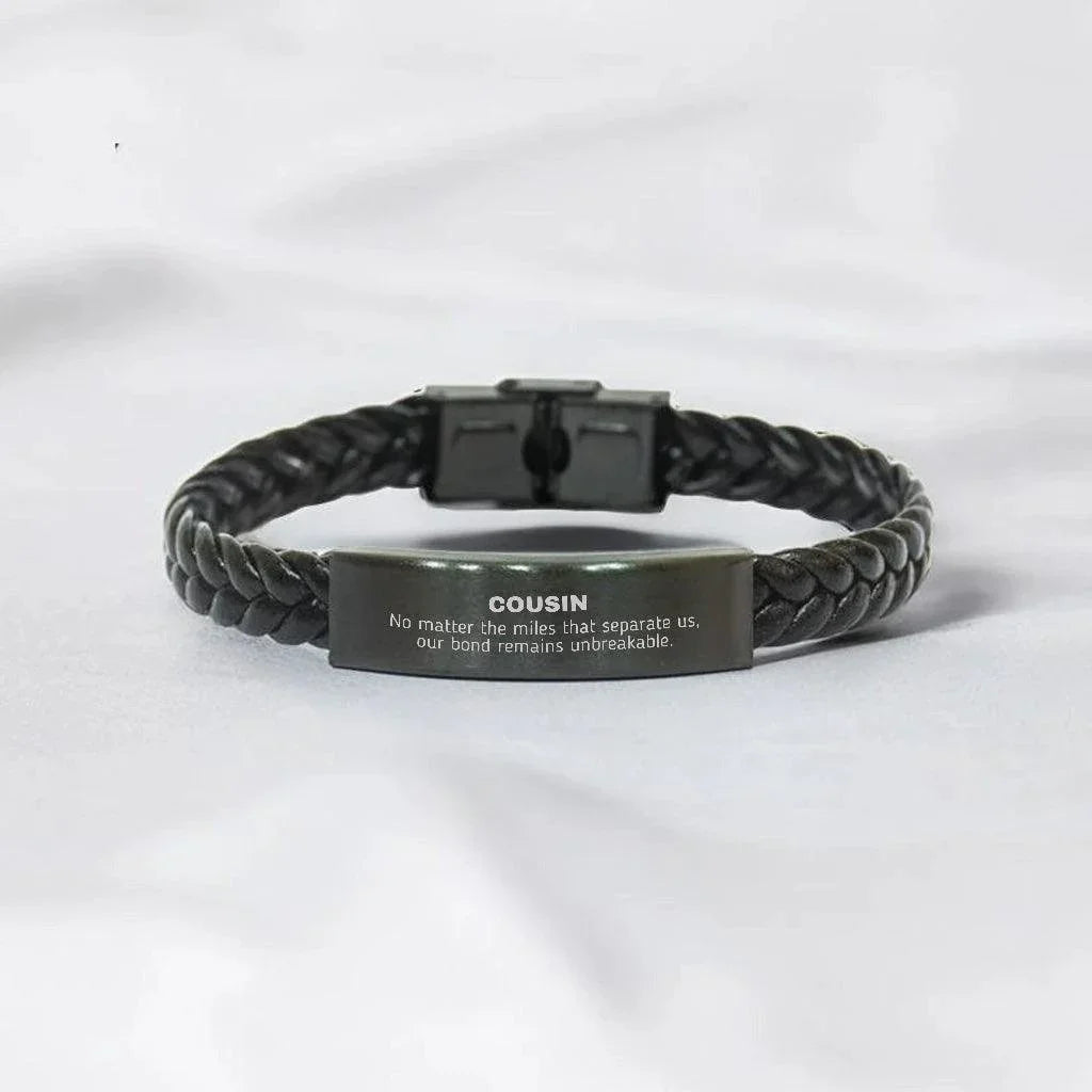 Cousin Long Distance Relationship No matter the miles that separate us, Our Bond Remains Unbreakable Braided Leather Bracelet Birthday Graduation Christmas Unique Gifts