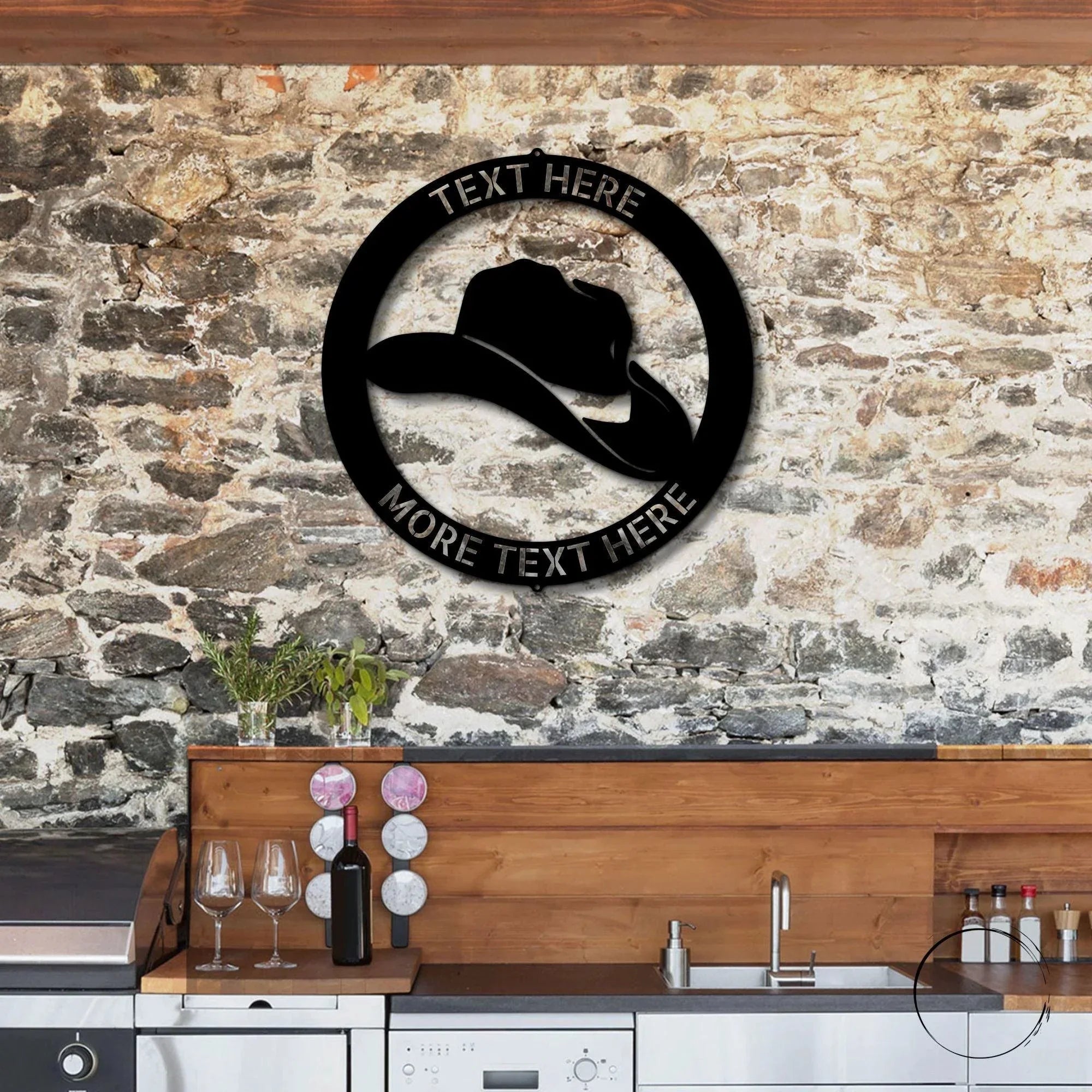 Cowboy Hat Personalized Name Indoor Outdoor Steel Wall Sign Metal Art