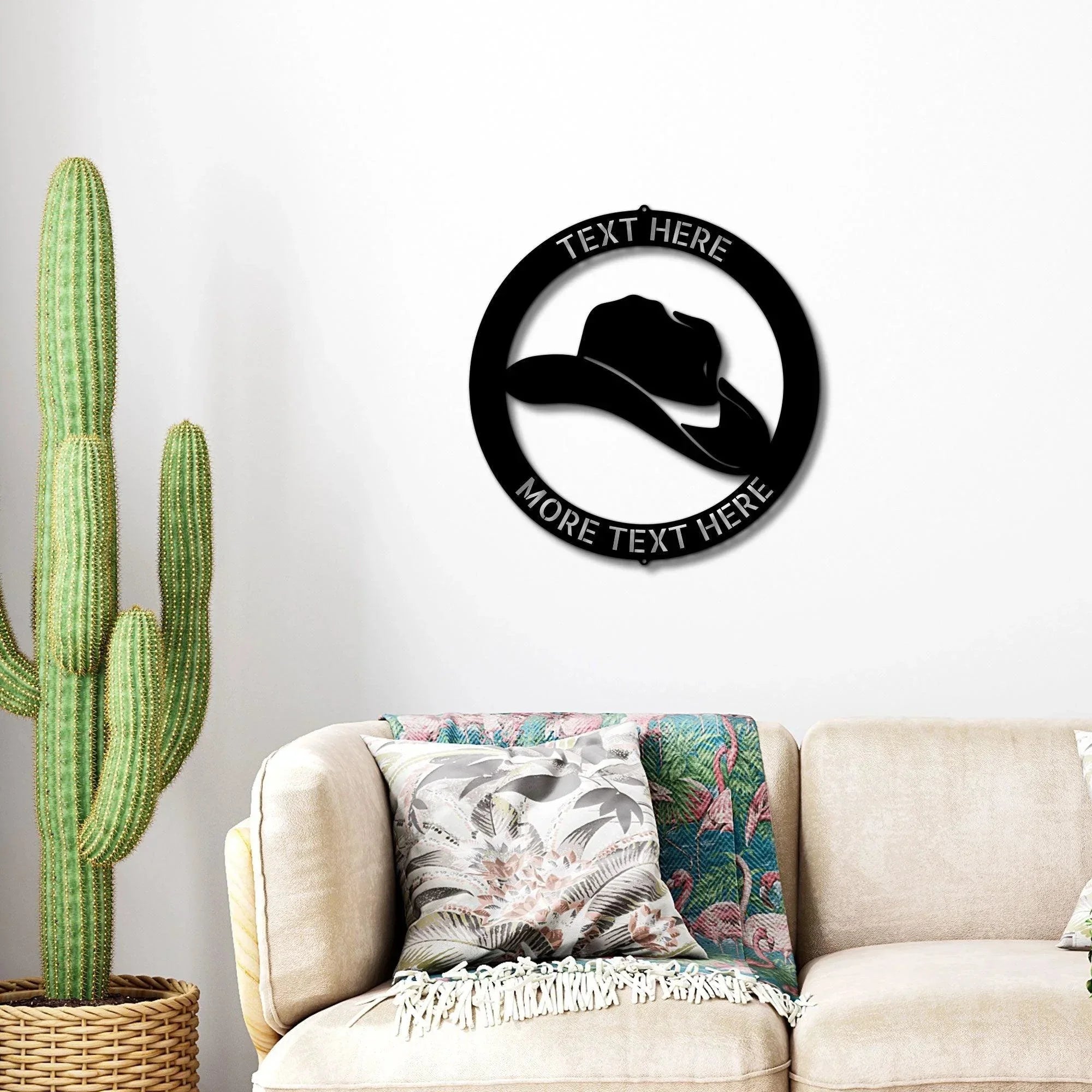 Cowboy Hat Personalized Name Indoor Outdoor Steel Wall Sign Metal Art