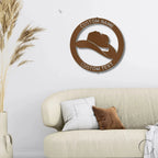 Cowboy Hat Personalized Name Indoor Outdoor Steel Wall Sign Metal Art