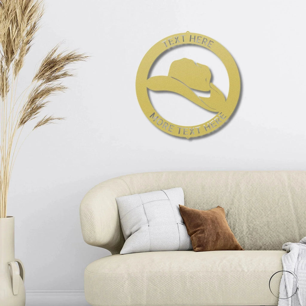 Cowboy Hat Personalized Name Indoor Outdoor Steel Wall Sign Metal Art