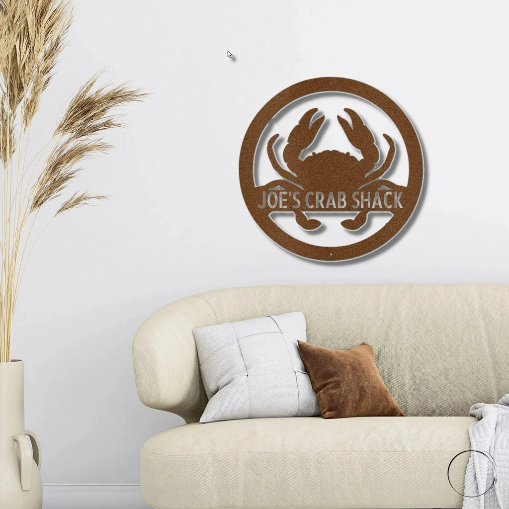 Crab Personalized Name Steel Wall Sign Custom Metal Art