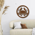 Crab Personalized Name Steel Wall Sign Custom Metal Art