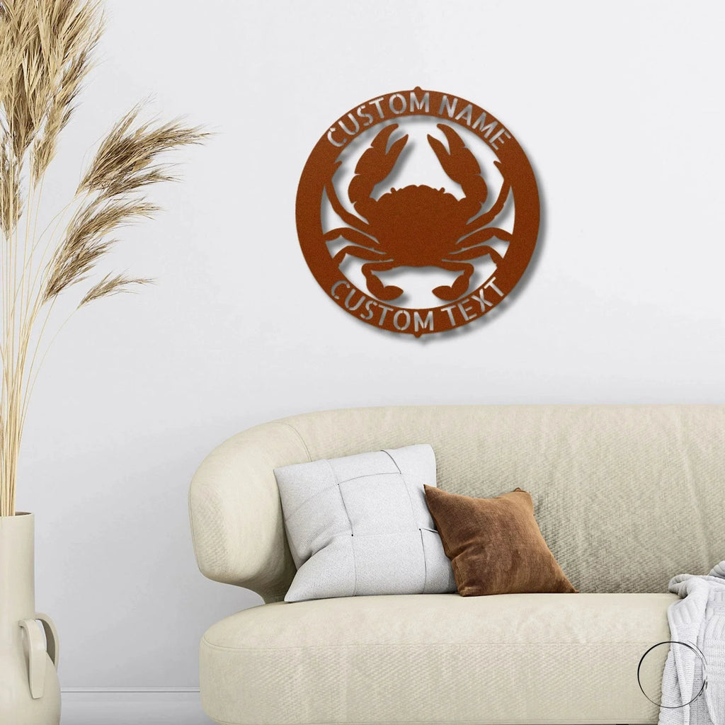 Crab Ring Monogram Personalized Steel Wall Sign Art