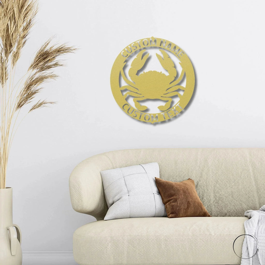 Crab Ring Monogram Personalized Steel Wall Sign Art