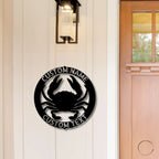 Crab Ring Monogram Personalized Steel Wall Sign Art