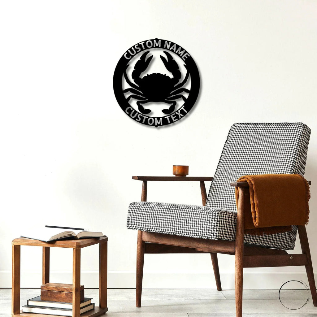 Crab Ring Monogram Personalized Steel Wall Sign Art