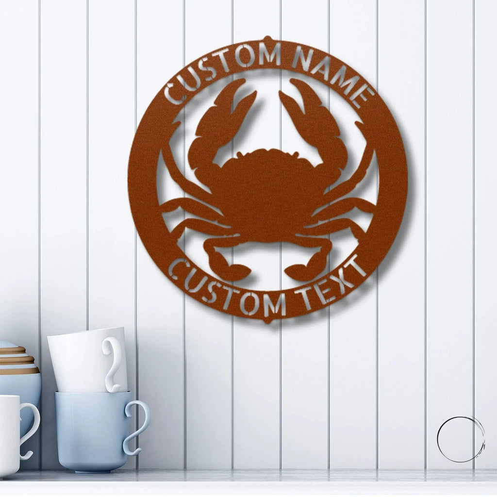 Crab Ring Monogram Personalized Steel Wall Sign Art