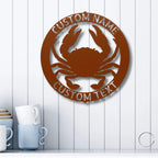 Crab Ring Monogram Personalized Steel Wall Sign Art