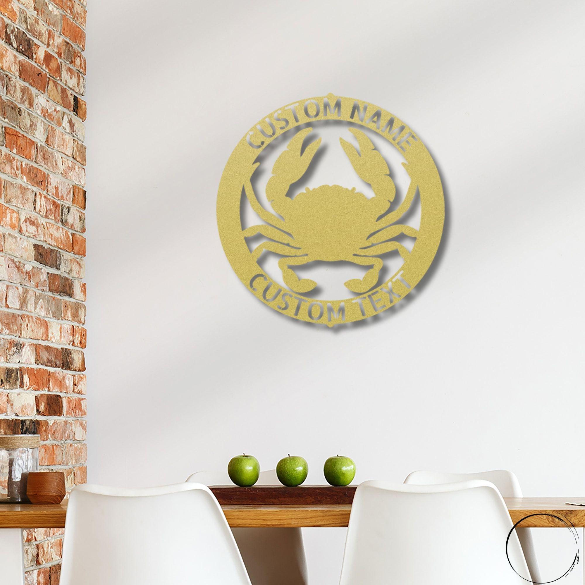 Crab Ring Monogram Personalized Steel Wall Sign Art - Mallard Moon Gift Shop