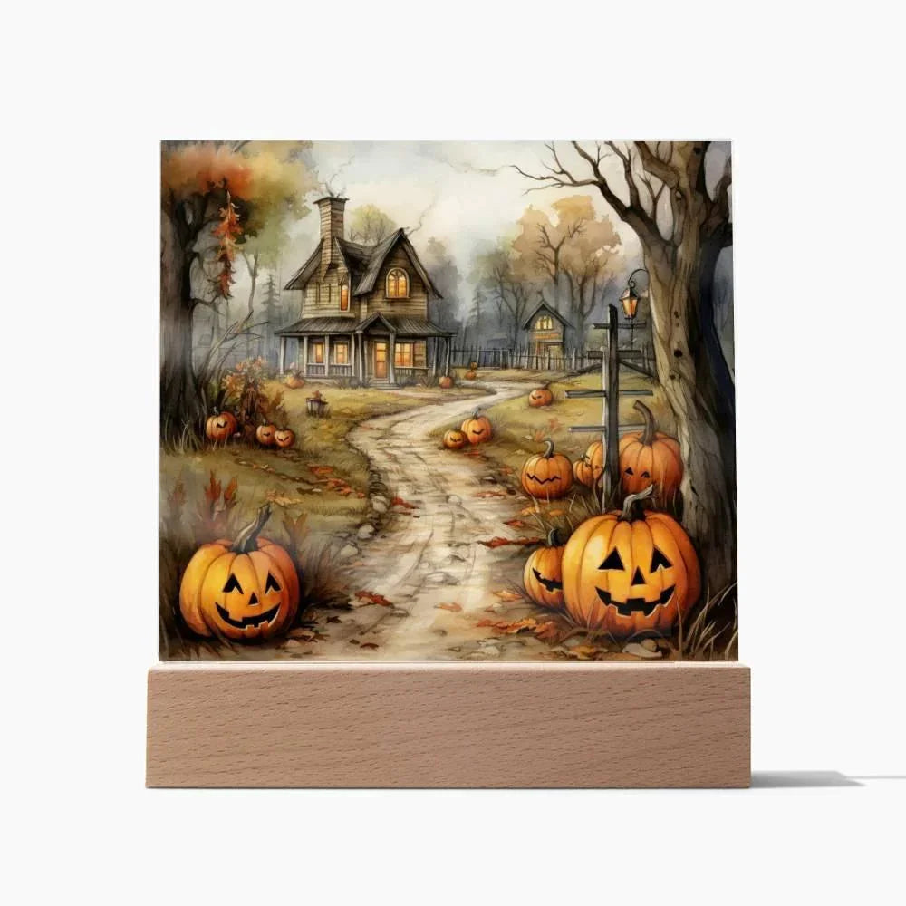 Creepy Halloween Mansion Acrylic Art