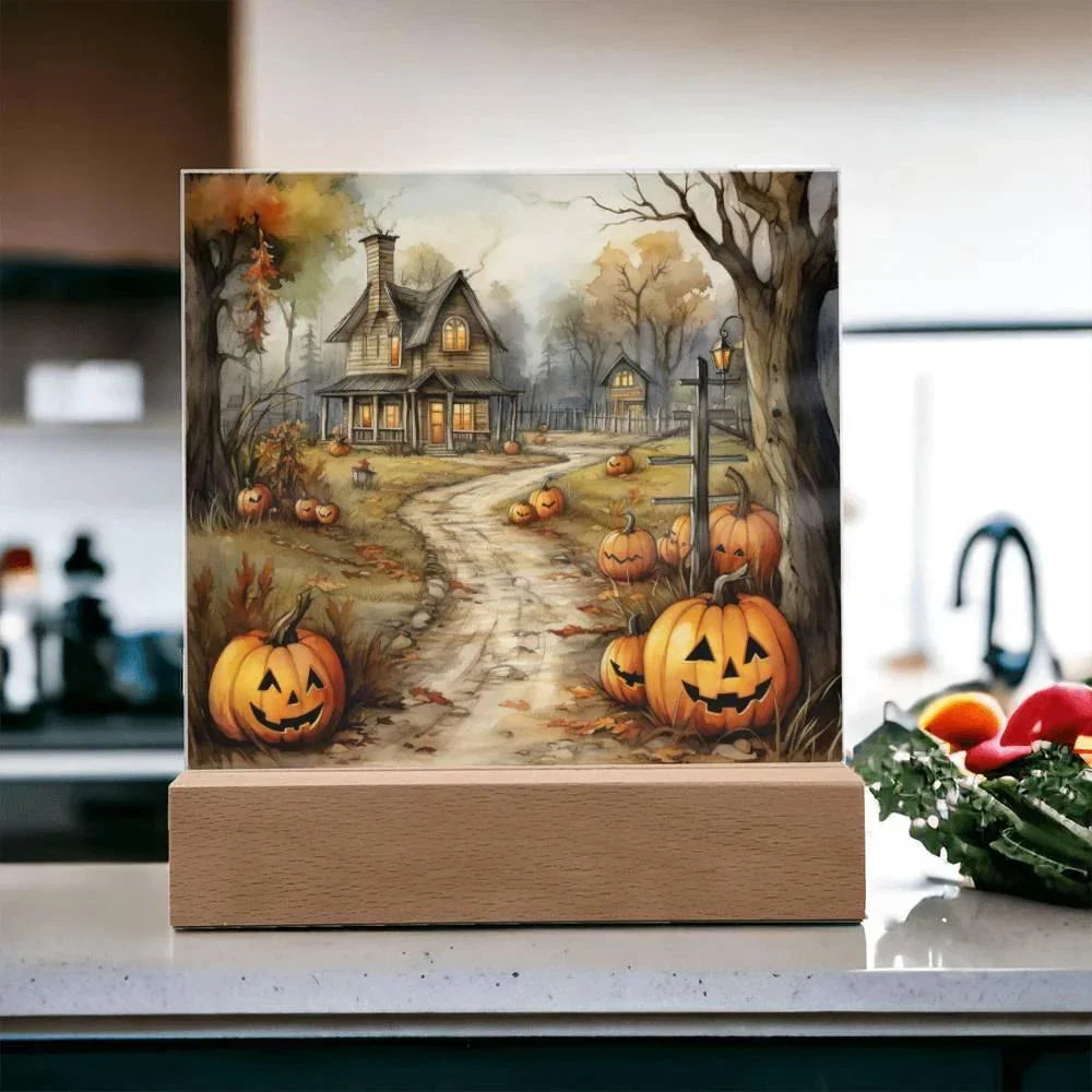 Creepy Halloween Mansion Acrylic Art