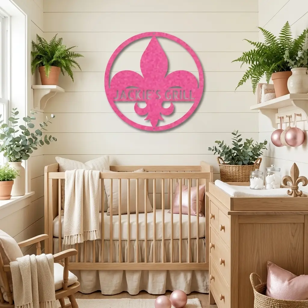Personalized Fleur de Lis Metal Wall Art | Custom Name Metal Sign | French Country Decor | Family Name Sign | Made in USA