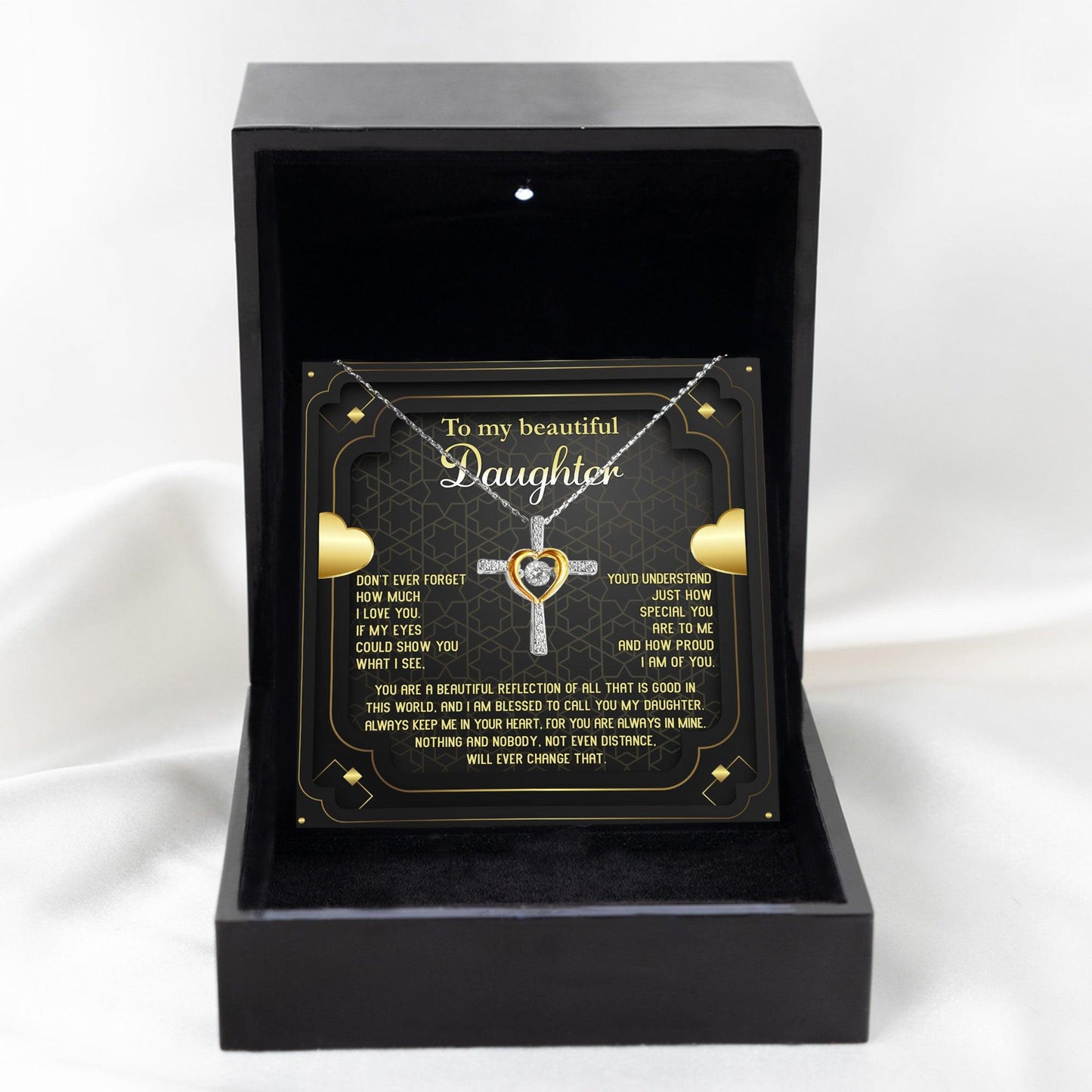 Daughter Gift for Birthday, Christmas, Graduation - Proud of You - Beautiful Reflection Cross Pendant Necklace - Mallard Moon Gift Shop