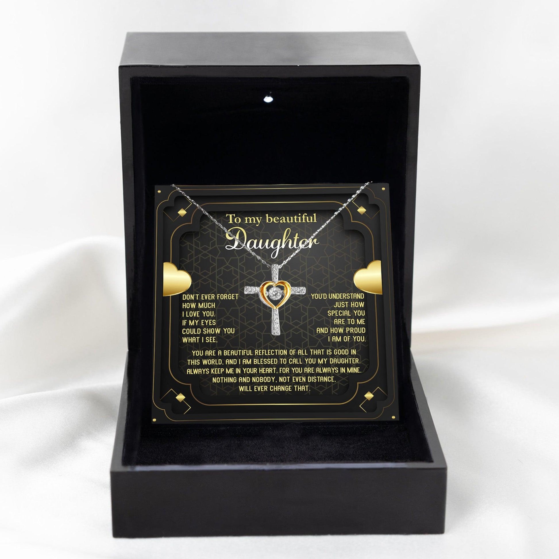 Daughter Gift for Birthday, Christmas, Graduation - Proud of You - Beautiful Reflection Cross Pendant Necklace - Mallard Moon Gift Shop