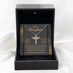 Daughter Gift for Birthday, Christmas, Graduation Inspirational Brave and Strong Cross Pendant Necklace
