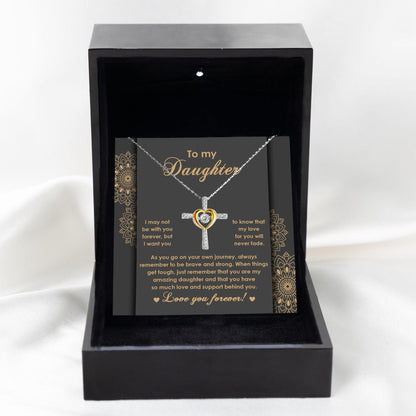 Daughter Gift for Birthday, Christmas, Graduation Inspirational Brave and Strong Cross Pendant Necklace - Mallard Moon Gift Shop
