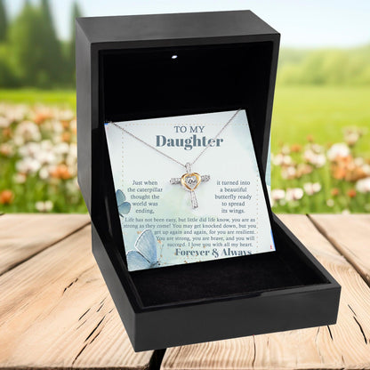 Daughter Gift for Birthday, Christmas, Graduation - Beautiful Butterfly- Cross Pendant Necklace - Mallard Moon Gift Shop