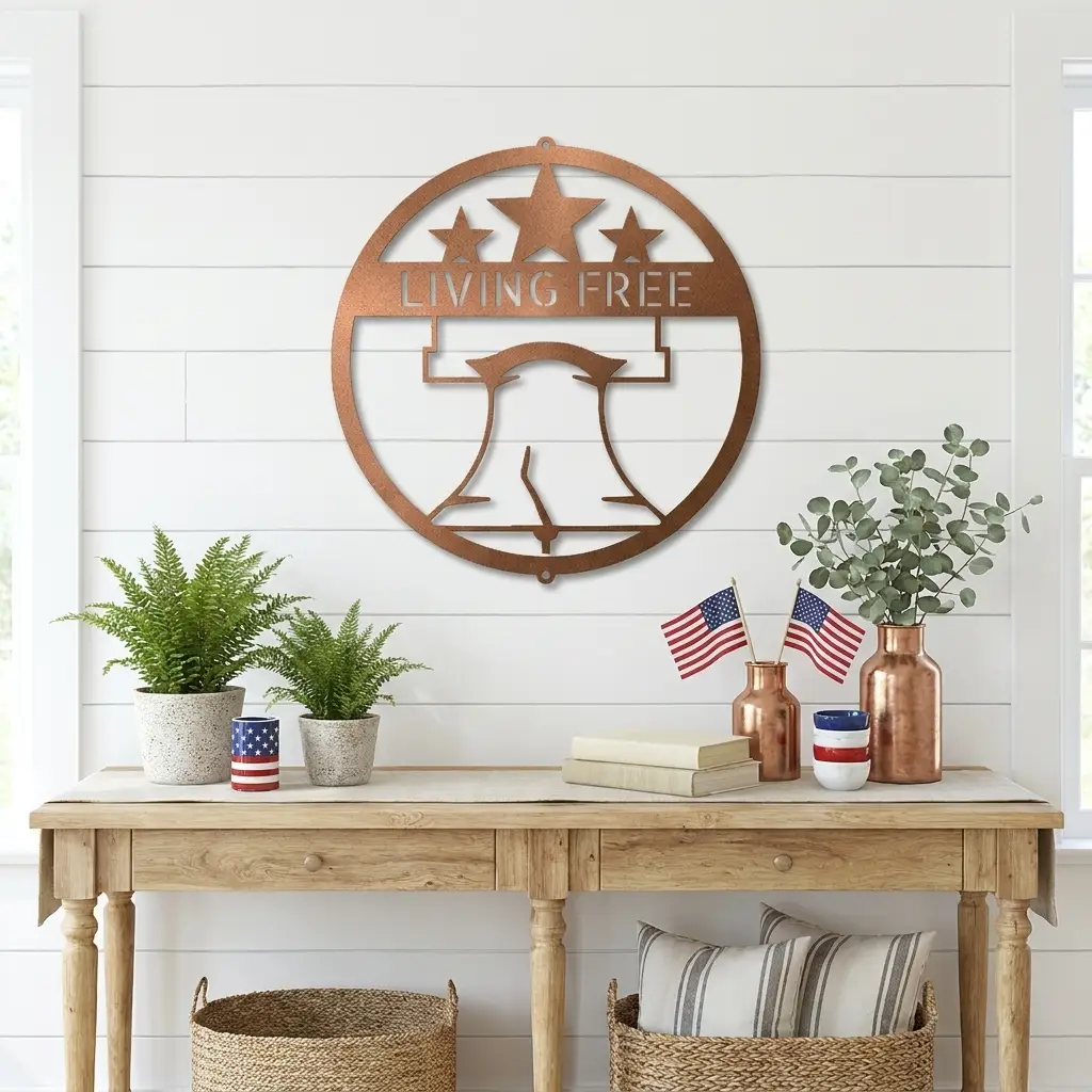 Personalized Liberty Bell Metal Sign | Custom Patriotic Wall Art | American Freedom Decor | Liberty Bell Steel Wall Hanging | Made in USA