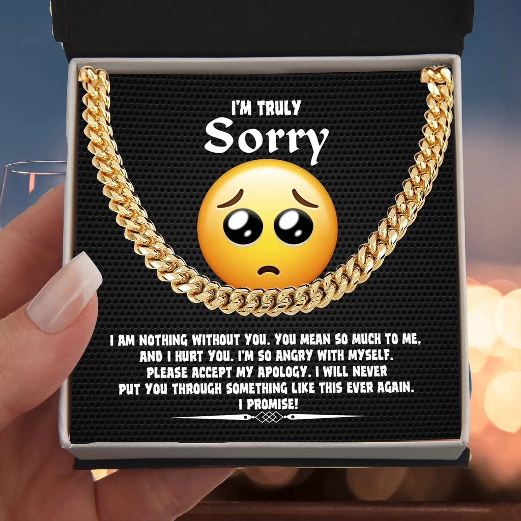 Apology Gift for Him-Sorry, Accept My Apology-Cuban Link Chain Necklace