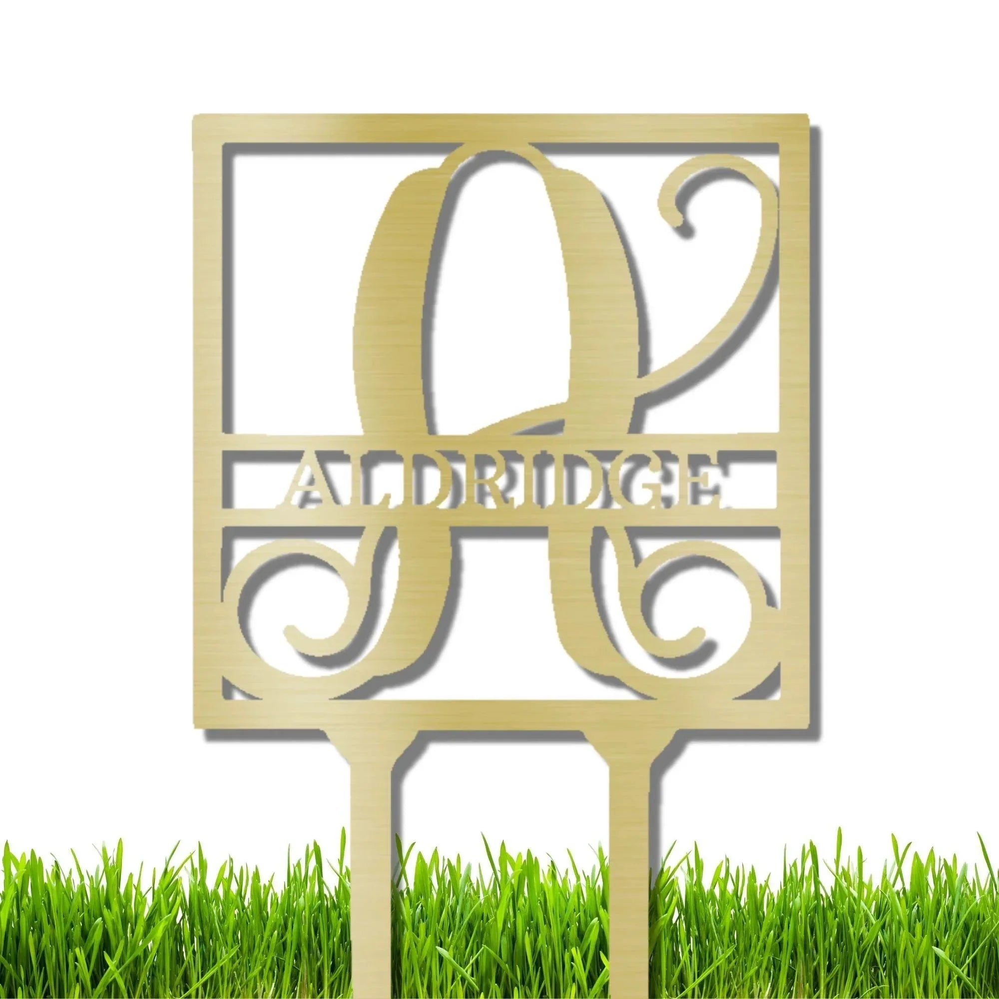 Custom Address Name Initial Square Monogram Steel Yard Garden Lawn Stake