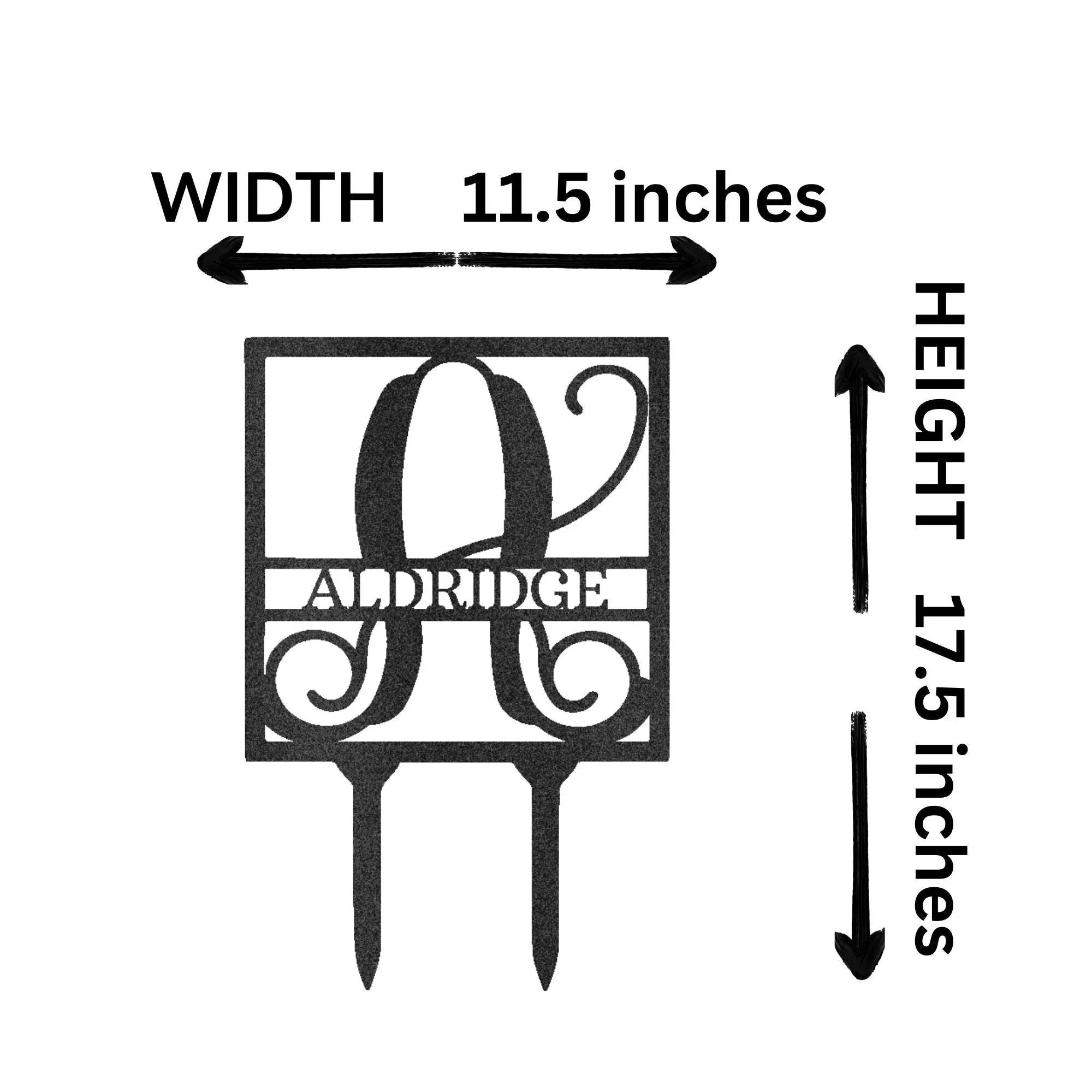 Custom Address Name Initial Square Monogram Steel Yard Garden Lawn Stake