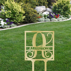 Custom Address Name Initial Square Monogram Steel Yard Garden Lawn Stake
