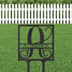 Custom Address Name Initial Square Monogram Steel Yard Garden Lawn Stake