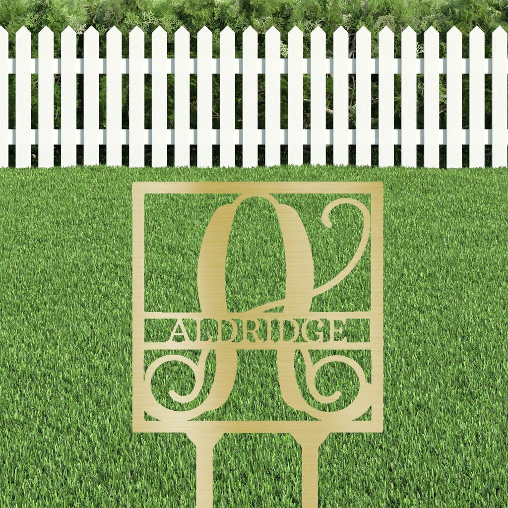 Custom Address Name Initial Square Monogram Steel Yard Garden Lawn Stake