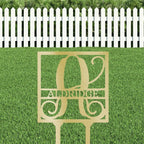 Custom Address Name Initial Square Monogram Steel Yard Garden Lawn Stake