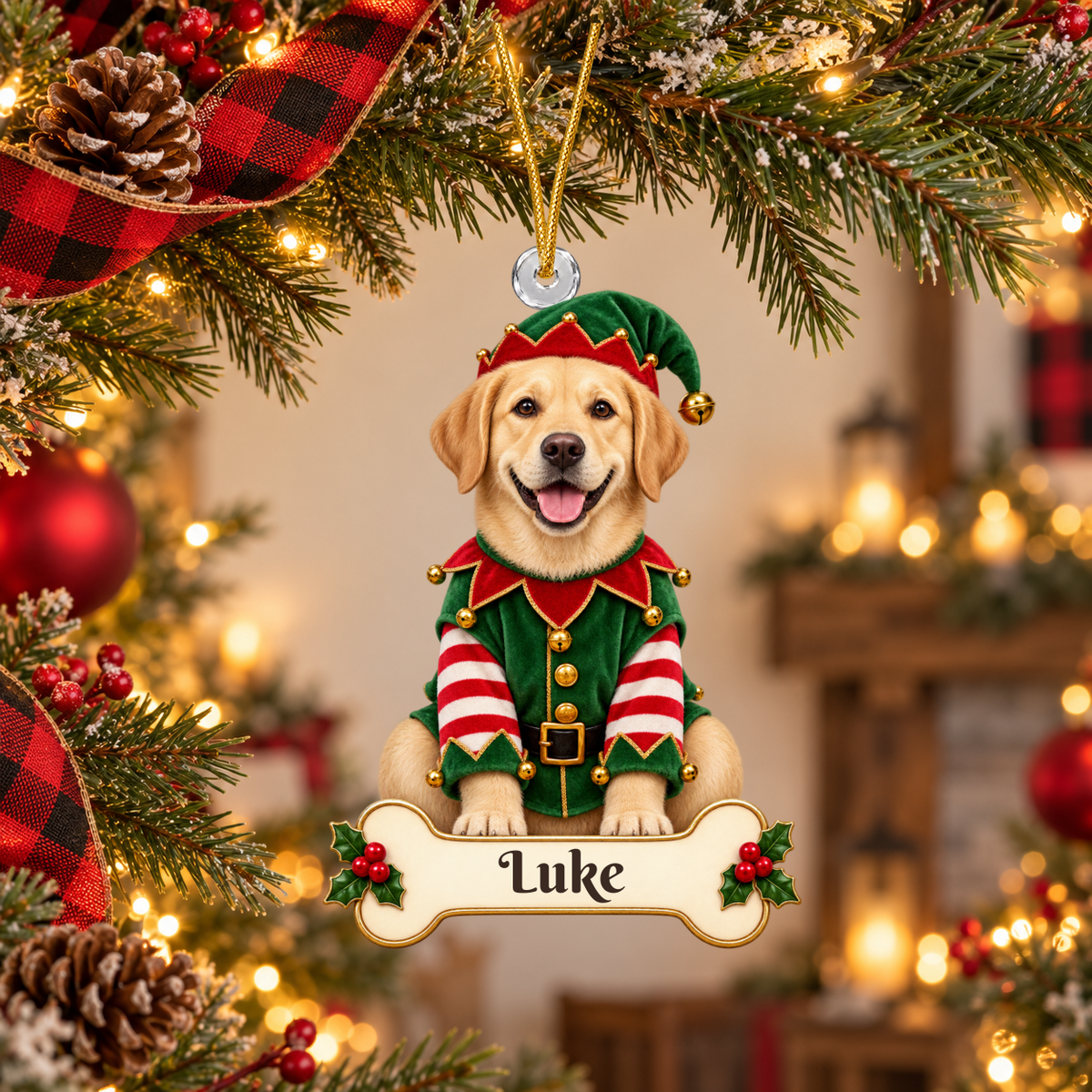 Personalized Christmas Elf Christmas Ornament, Custom Acrylic Ornament, Holiday Gift, Custom Name Keepsake