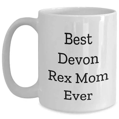 Devon Rex Cat Lovers Funny Gifts for Best Mom Ever White Coffee Mug, Best Birthday Unique Gifts from Me to You, 11oz or 15oz Ceramic Microwave Dishwasher Safe