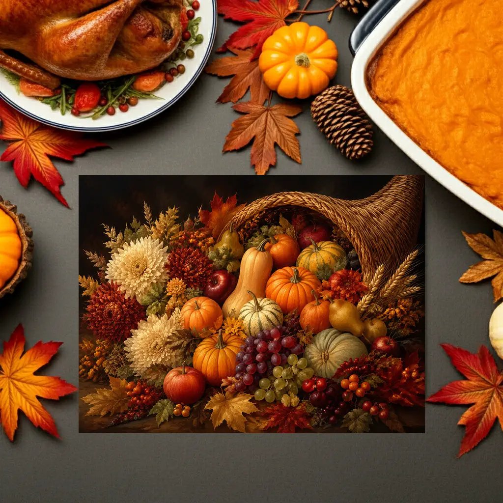 Cornucopia Glass Cutting Board, Thanksgiving Kitchen Decor, Fall Harvest Cutting Board, Autumn Hostess Gift