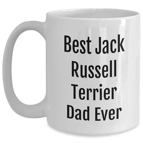 Funny Best Jack Russell Terrier Dad Ever White Coffee Mug Gifts for Him on Valentine's, Gifts from Mom or Friend to the Awesome Jack Russell Terrier Dog Lover