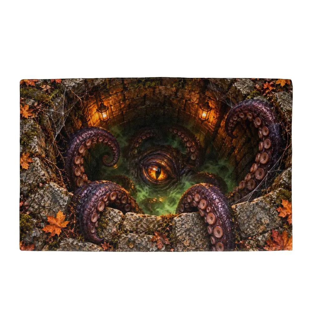 Tentacle Monster Halloween Doormat, 3D Creepy Creature Optical Illusion Mat, Horror Welcome Mat, Spooky Halloween Porch Decor